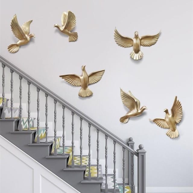Royal Golden Birds 3D Wall Decor (set of 6)