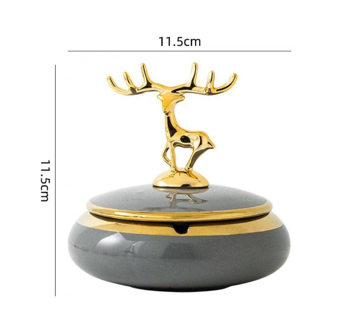 Fashion Ceramic Ashtray with Lid, Deer Statue