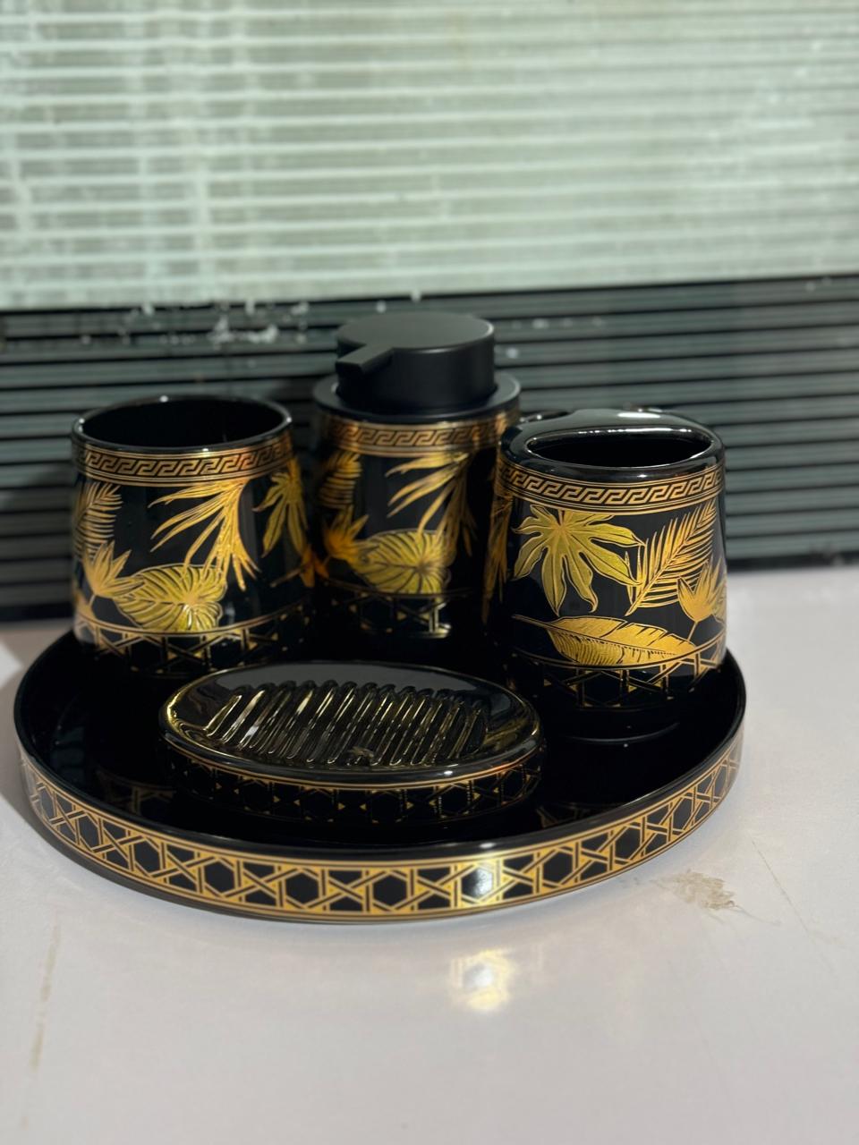 Luxe Gold Bath Set Design 2 - Set Of 5