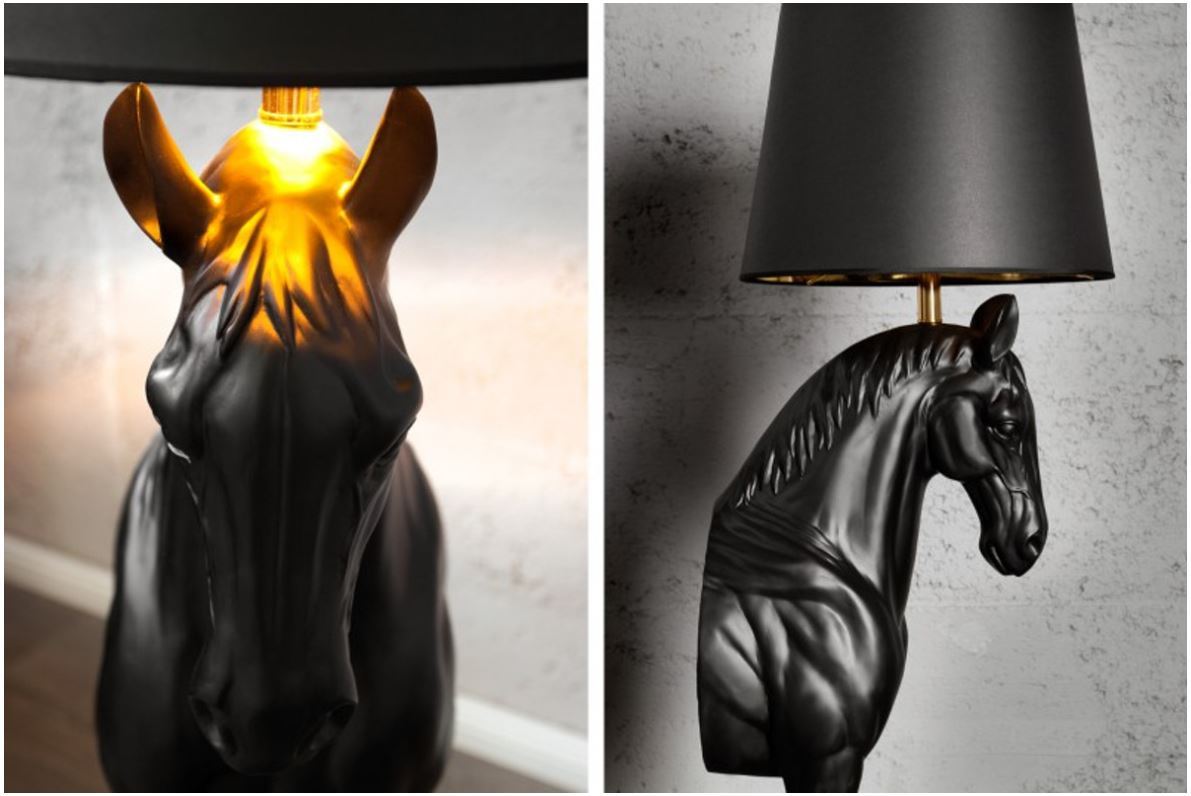 Royal Black Horse Floor Lamp