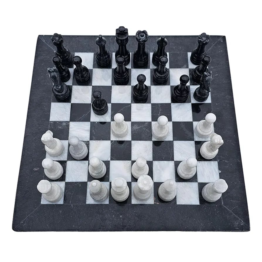 Marble Chess Board Black and White