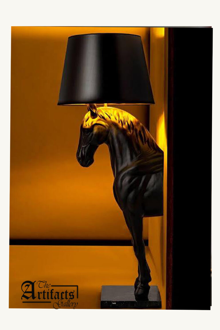 Royal Black Horse Floor Lamp