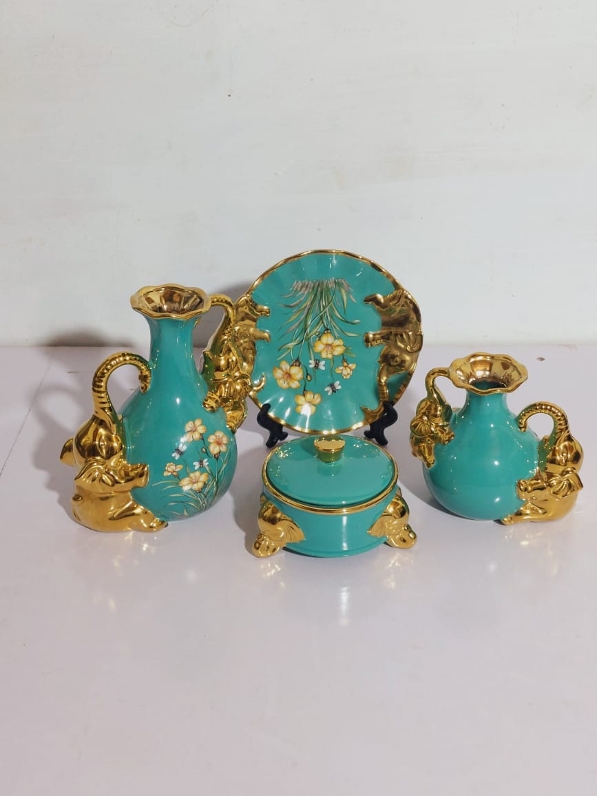 Elegant Teal & Gold Ceramic Collection"