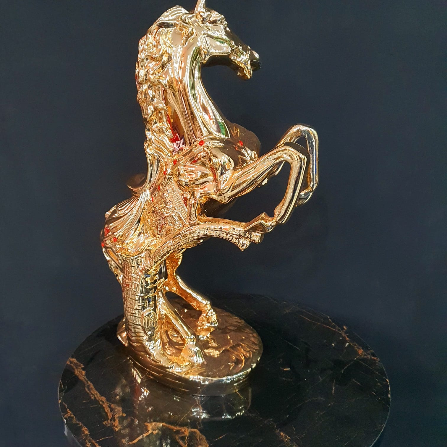 Luxury Horse Statue With Red Beads