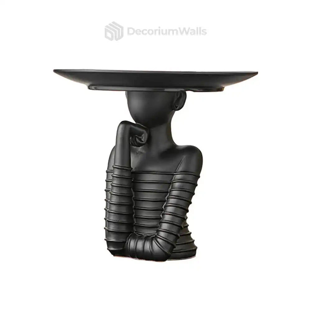 Modern Woman Statue with Tray – Elegant Resin Sculpture