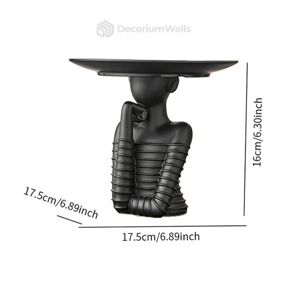Modern Woman Statue with Tray – Elegant Resin Sculpture
