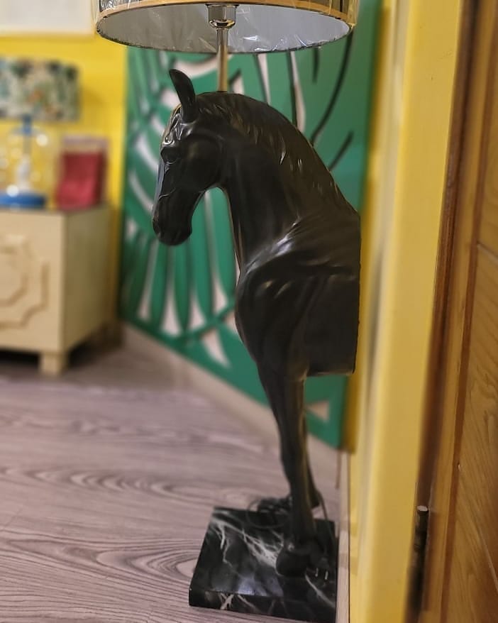 Royal Black Horse Floor Lamp
