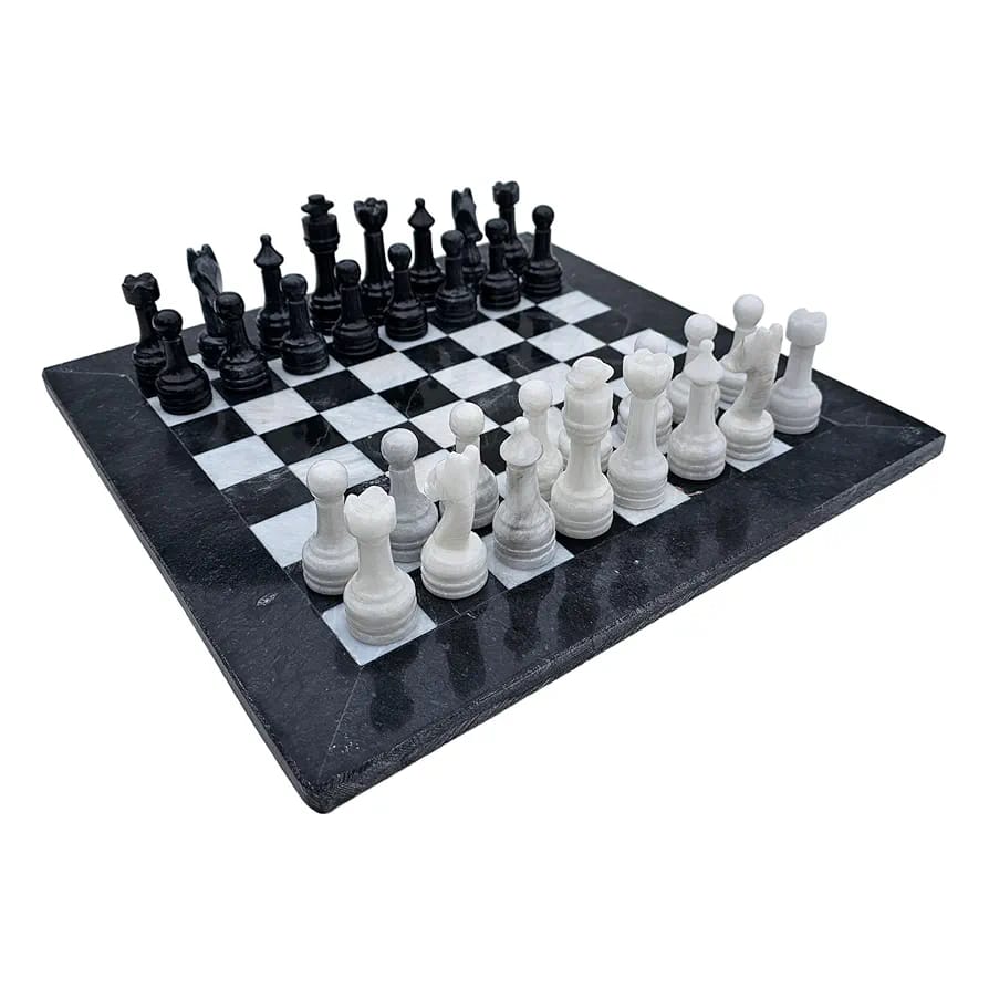 Marble Chess Board Black and White