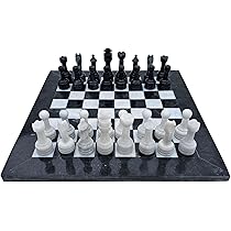Marble Chess Board Black and White