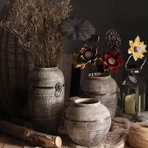 Retro Stone Grain Ceramic Vases