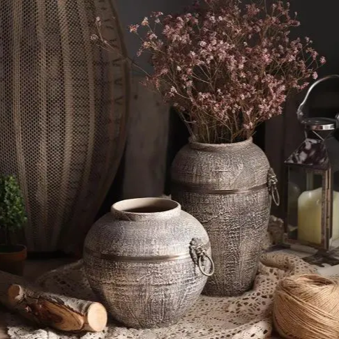 Retro Stone Grain Ceramic Vases